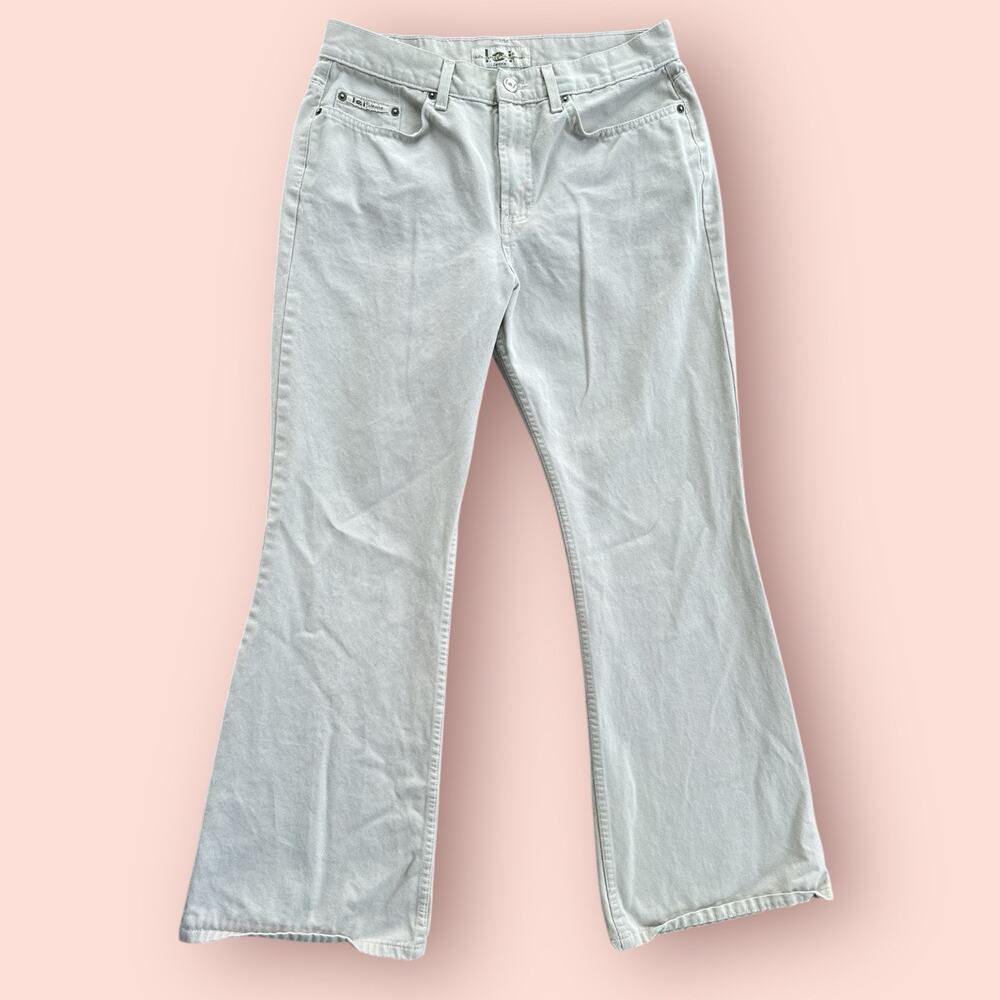 VTG Y2K LEI Jeans Juniors Womens 13 Flare Boot Cut 31x31 Denim High Rise Cream